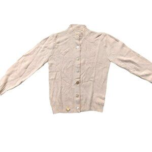 Vintage 1940s-1950s Oatmeal Beige Long Sleeve Cardigan Knit Fall Winter Sweater